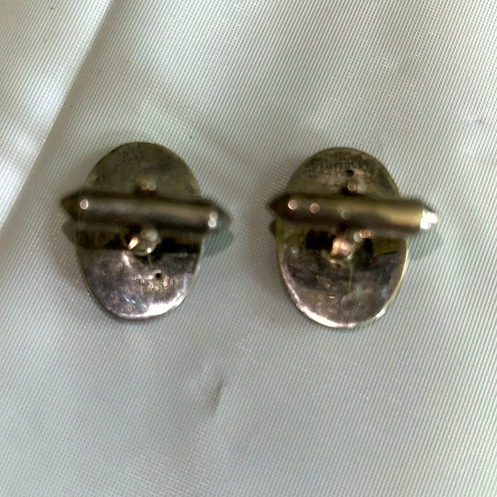 Siamese Dancing Goddess Cufflinks, Silver & enammel
